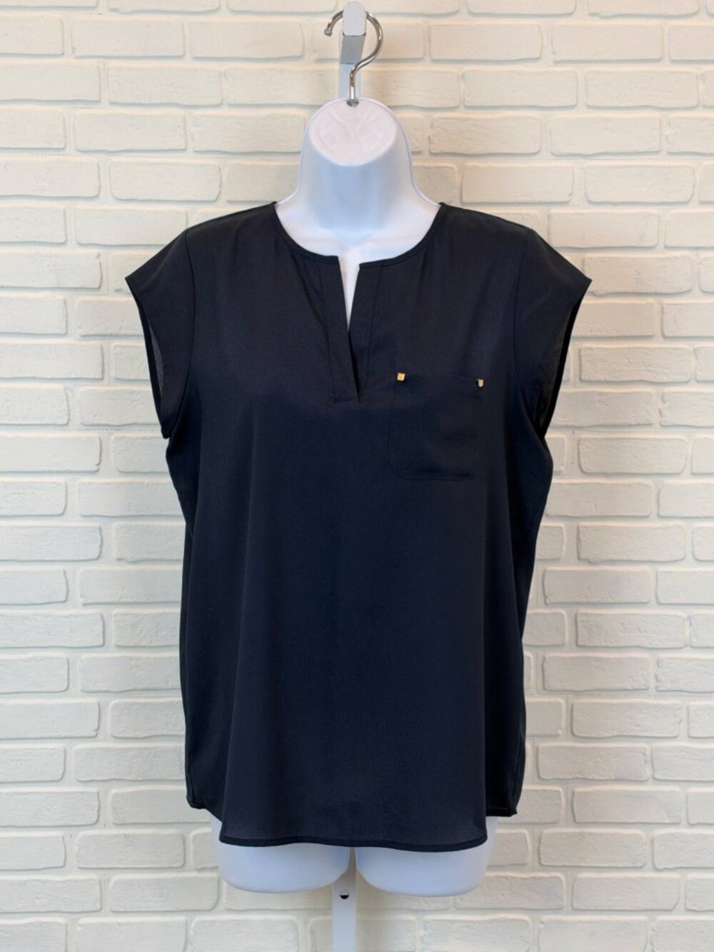 Ivanka Trump Blouse Sleeveless Pocket Navy M
